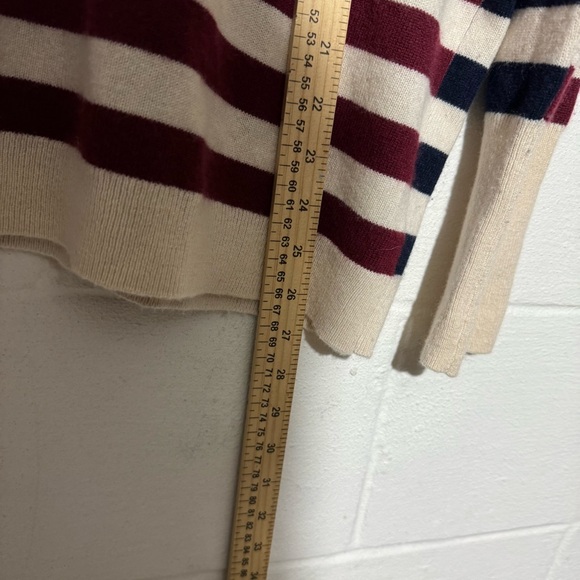 J Crew Rosalyn 100% Cashmere Sweater Womens Size M Blue Red Striped Oversized - Picture 6 of 7